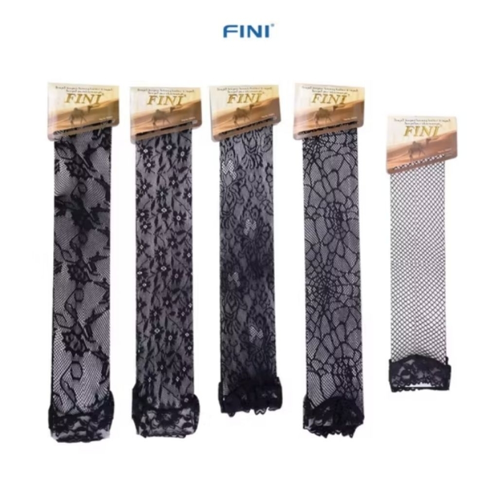 FINI Stocking Lutut Motif Jaring Renda Motif Bunga