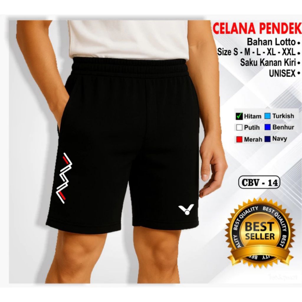 Celana Pendek Pria Olahraga Terbaru Logo Victor Bulutangkis Bahan Lotto