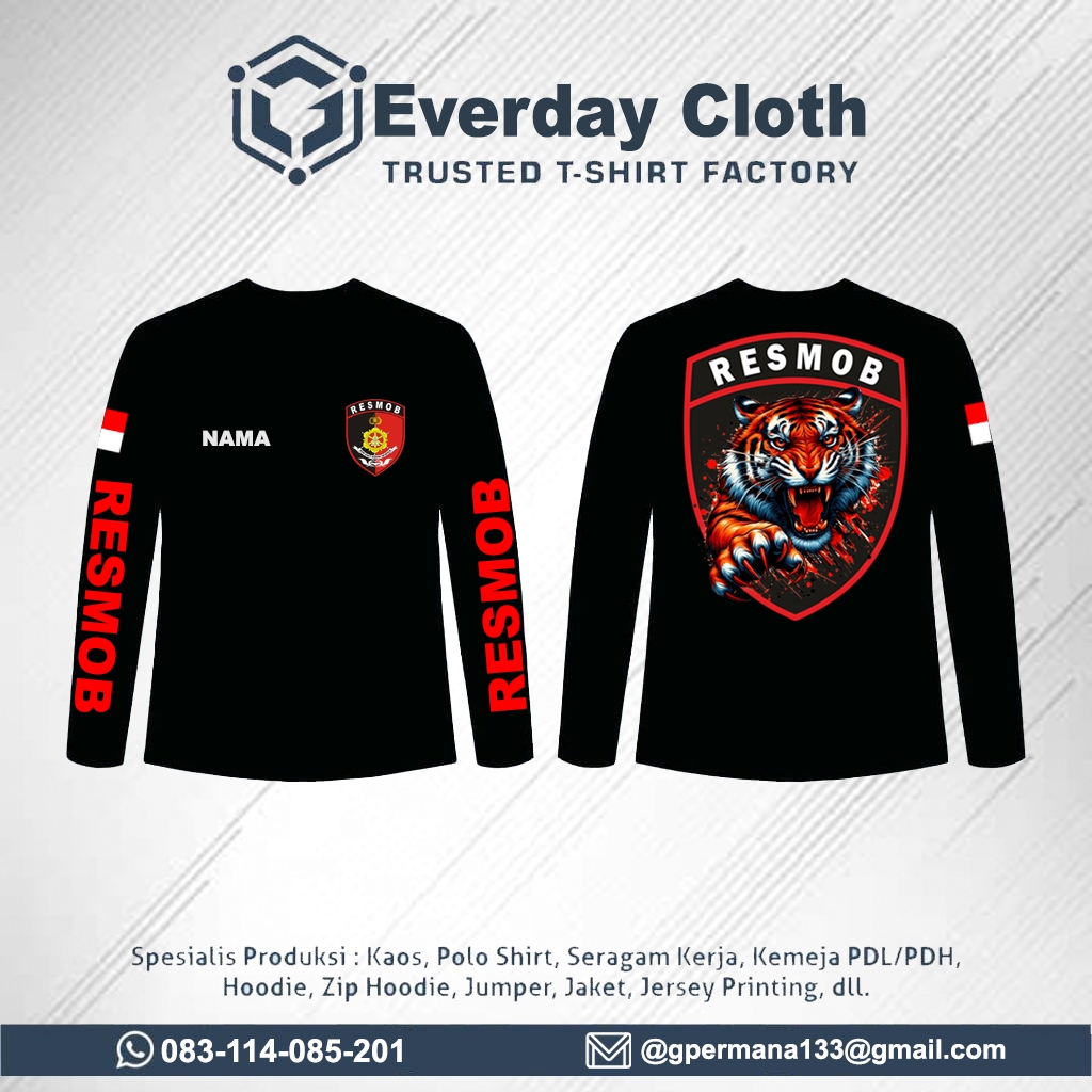 Kaos Polisi Lengan Panjang Resmob Bareskrim - T-shirt polisi Resmob