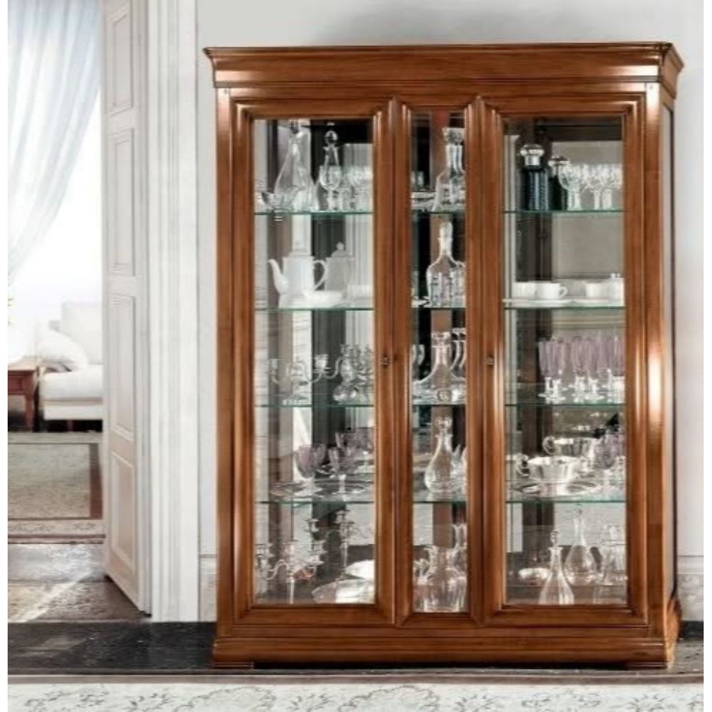 bufet pajangan kaca kayu jati, bufet pajangan