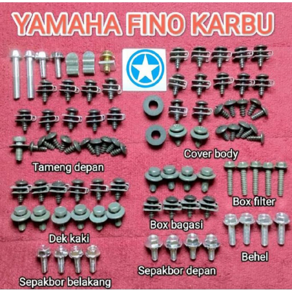 BAUT BODY LENGKAP YAMAHA FINO KARBU/BAUT FULLSET YAMAHA FINO