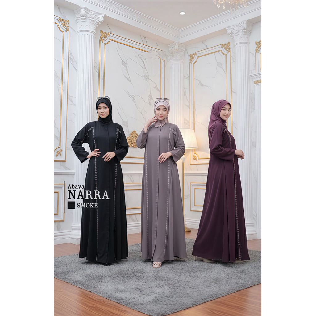 Narra Abaya Premium – Sentuhan Elegan dengan Desain V-Neck Modern & Bahan Polos Mewah Gamis Wanita M