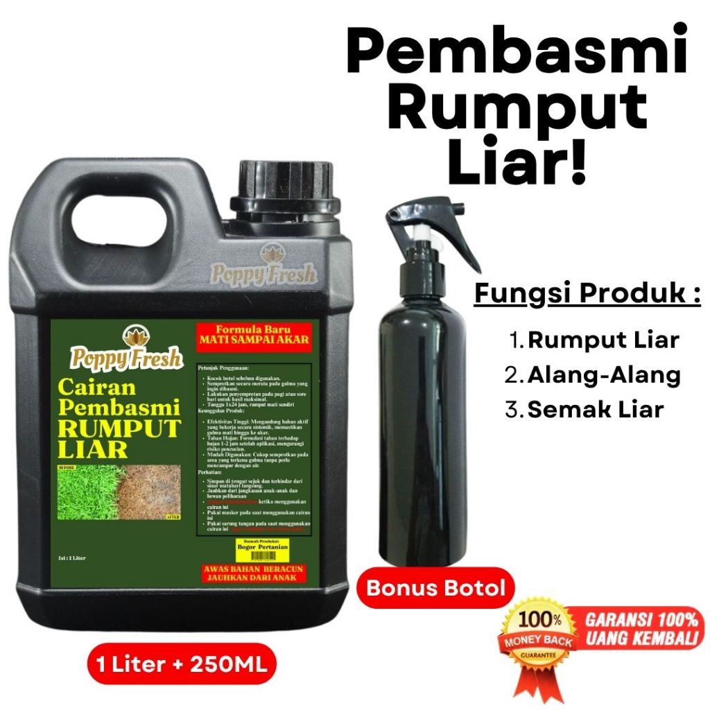 Poppy Fresh Pembasmi Rumput Roundup 1 Liter Pembasmi Rumput Liar Gulma Gramoxone