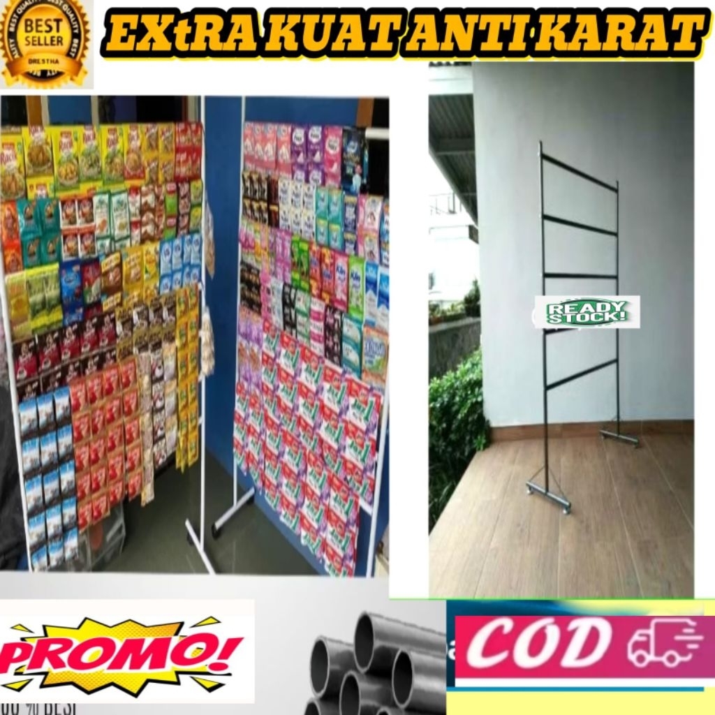 Rak warung/gantungan jajanan/Rak sembako bahan besi Antikarat
