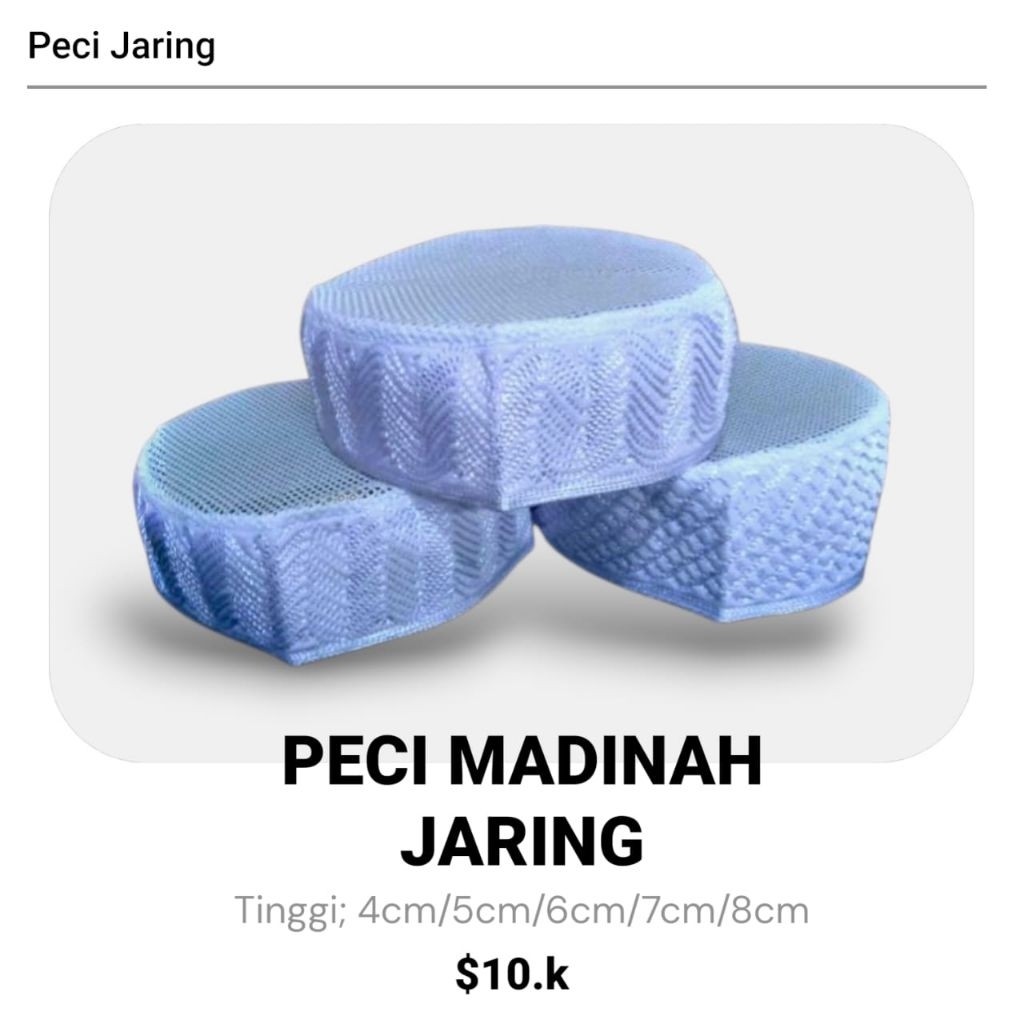 Peci Jaring | Peci Madinah Jaring | ( ECER ) Peci Madinah Jaring | Hajir Marawis | Peci Ikaf Madinah