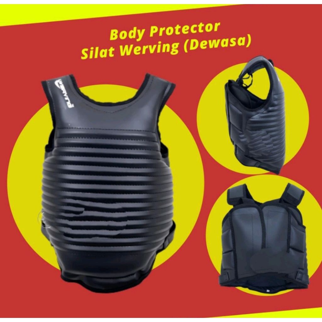 Body protector silat werving anak, pelindung badan silat Hitam Polos M