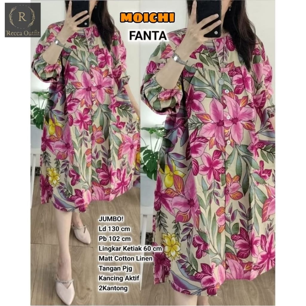 BAJU LONG TUNIK JUMBO/MOICHI/BLOUSE LONG TUNIK WANITA KATUN LINEN JUMBO LD 130 CM FIT XXXL