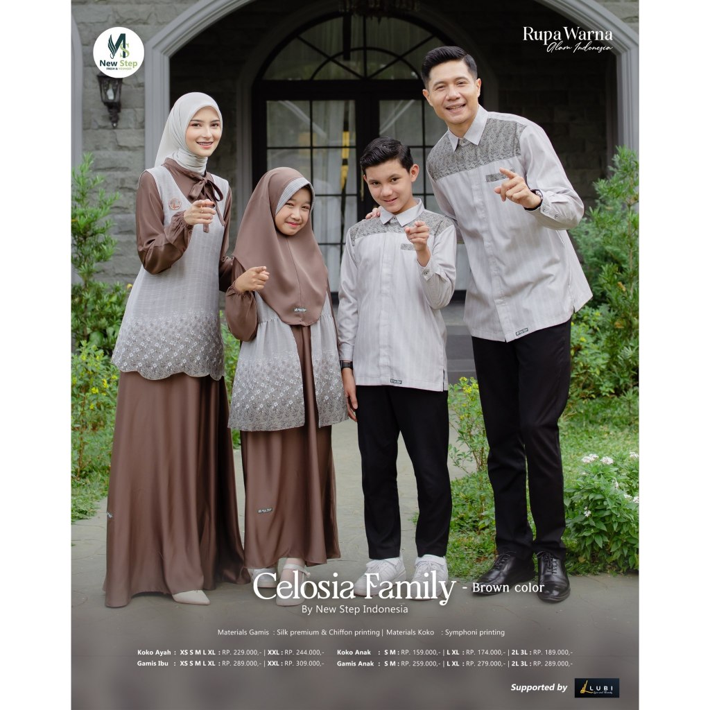 SARIMBIT KELUARGA CELOSIA BROWN BY NEW STEP COUPLE FAMILY GAMIS DEWASA BUSUI KOKO KEMEJA PRIA LENGAN