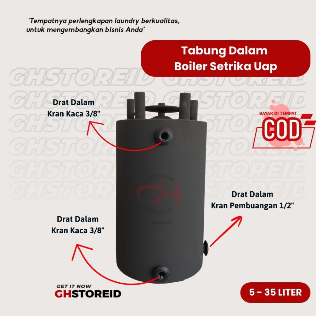 Tabung Dalam Boiler Setrika Uap Laundry 5L 10L 15L 20L 25L 35L Liter - Sabertech