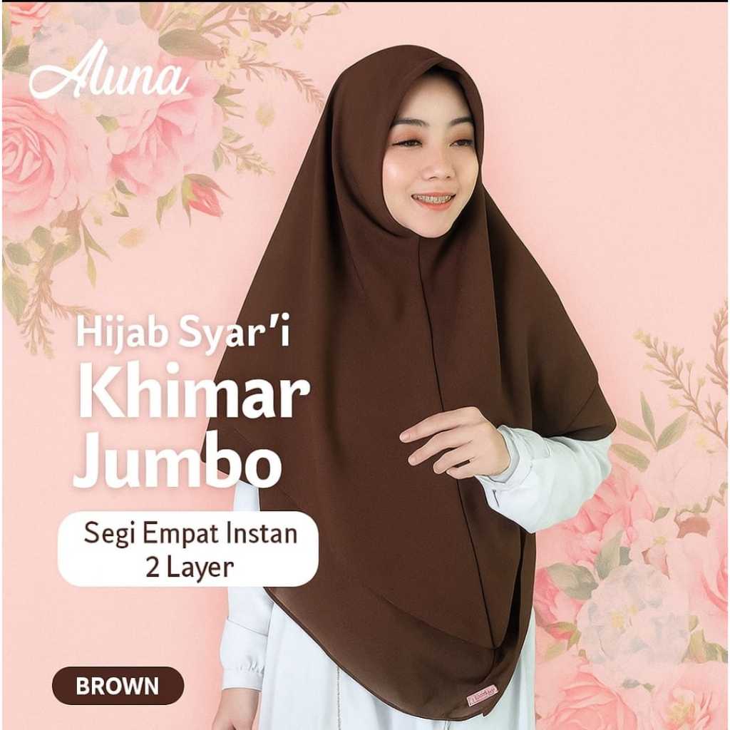 Hijab Syari Khimar Instan Jumbo 2 Layer | Jilbab Segi Empat Polos Premium Panjang Terbaru
