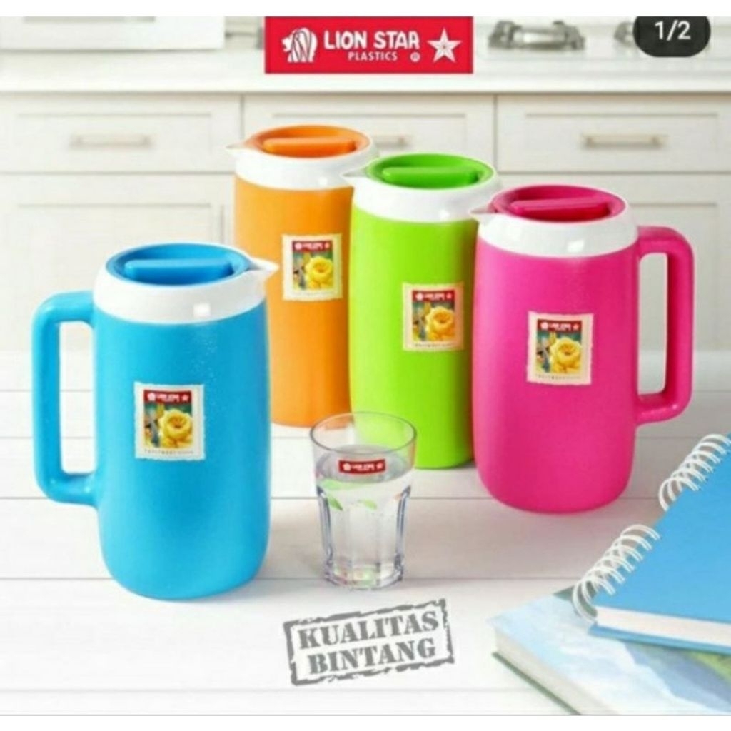 LION STAR ELIPSE THERMO WATER JUG 1.8L TEKO TEH PANAS DINGIN BIRU PINK PLASTIK AWET MURAH