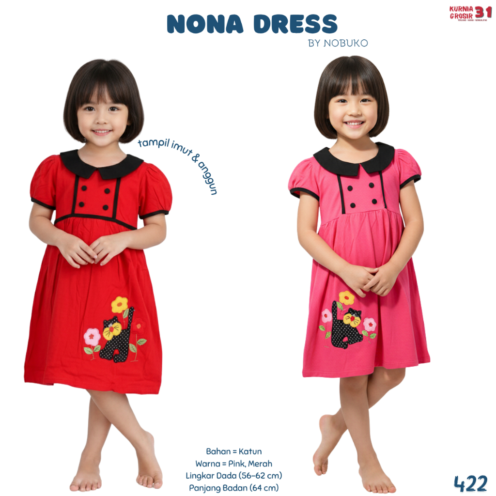 Dress Anak Perempuan Katun  Motif – Dress Anak Pesta  Katun Jepang - 422