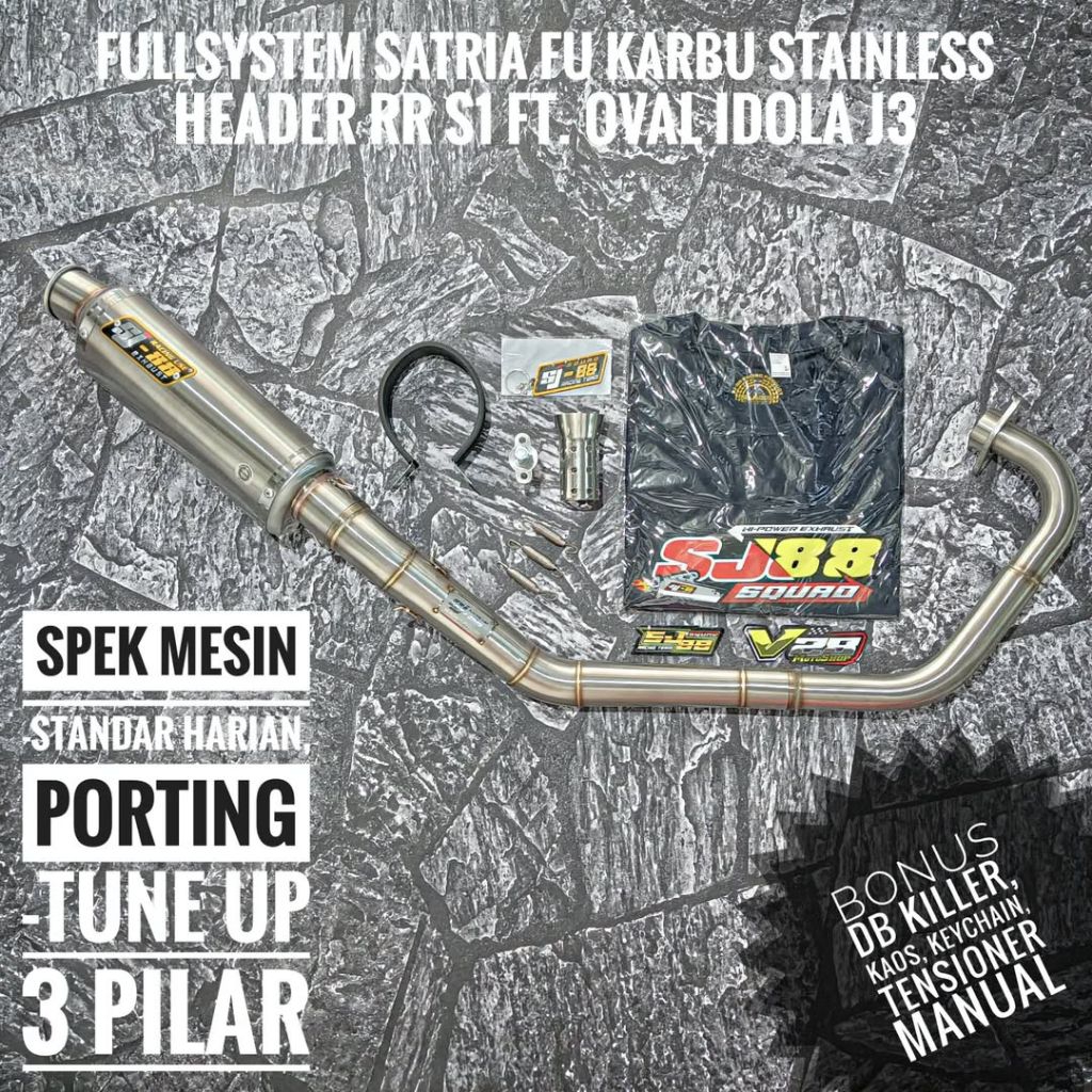 Fullsystem SJ-88 RR S1 S2 S3 Satria FU Karbu Fullset Original SJ88 Racing Exhaust Ngacung Roadrace S