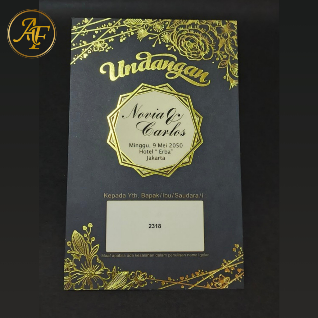 UNDANGAN TEMA HITAM EMAS ELEGANT DENGAN FOIL EMAS BERKILAU | UNDANGAN AESTETIC | E-2318