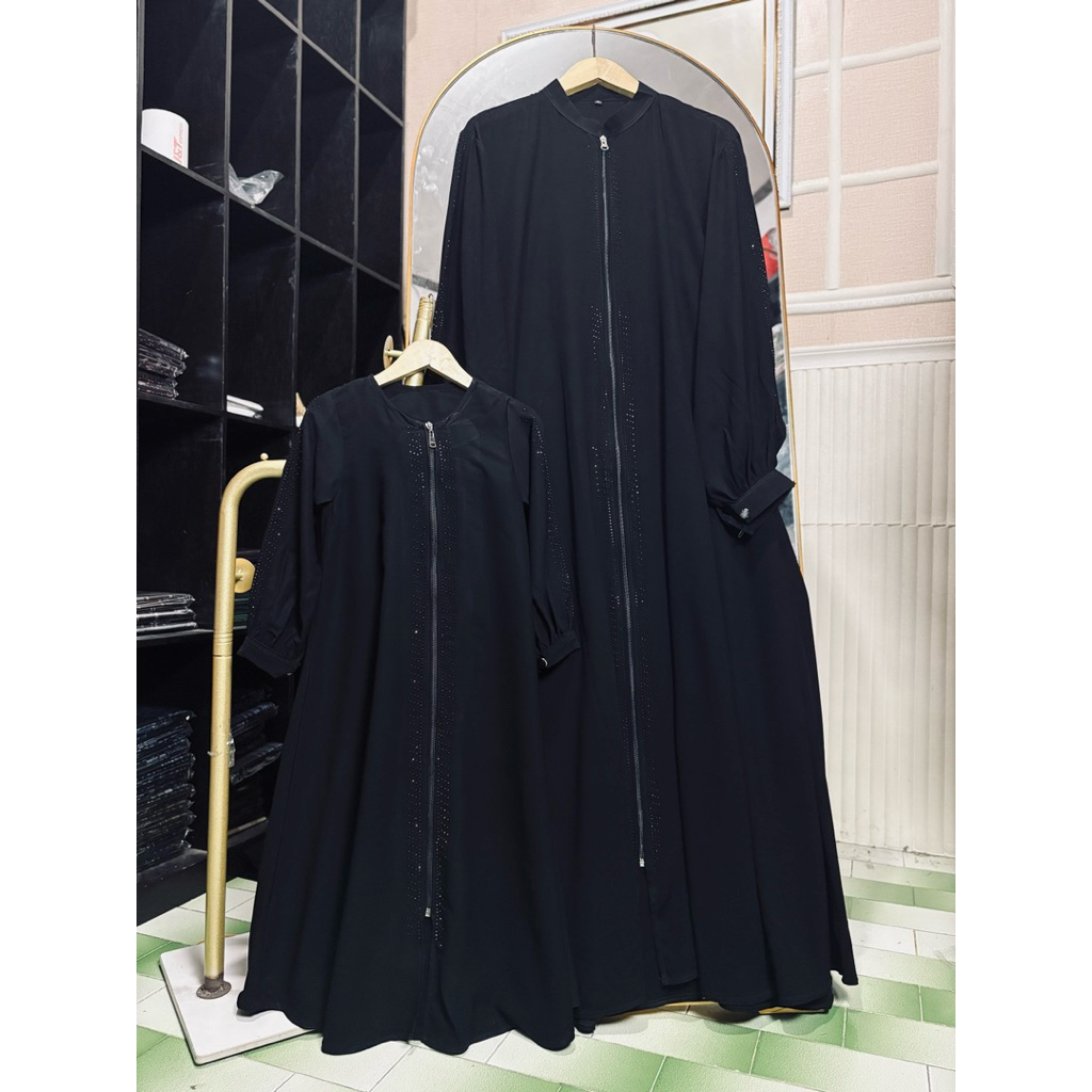 Gamis Abaya Jetblack Couple Ibu dan Anak Perempuan