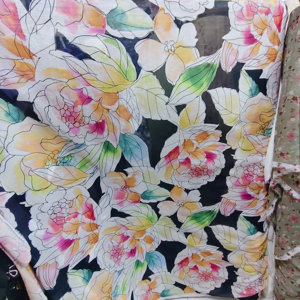 KAIN SIFON KRINGKEL PREMIUM MOTIF BUNGA BESAR - KAIN SIFON YORYU MOTIF KEMBANG BESAR - KAIN SIFON MO