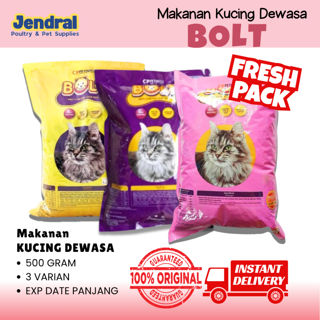 BOLT Makanan Kucing Dewasa Dry Food Cat Adult Pakan Kering Semua Jenis Kucing Persia Anggora 800gram