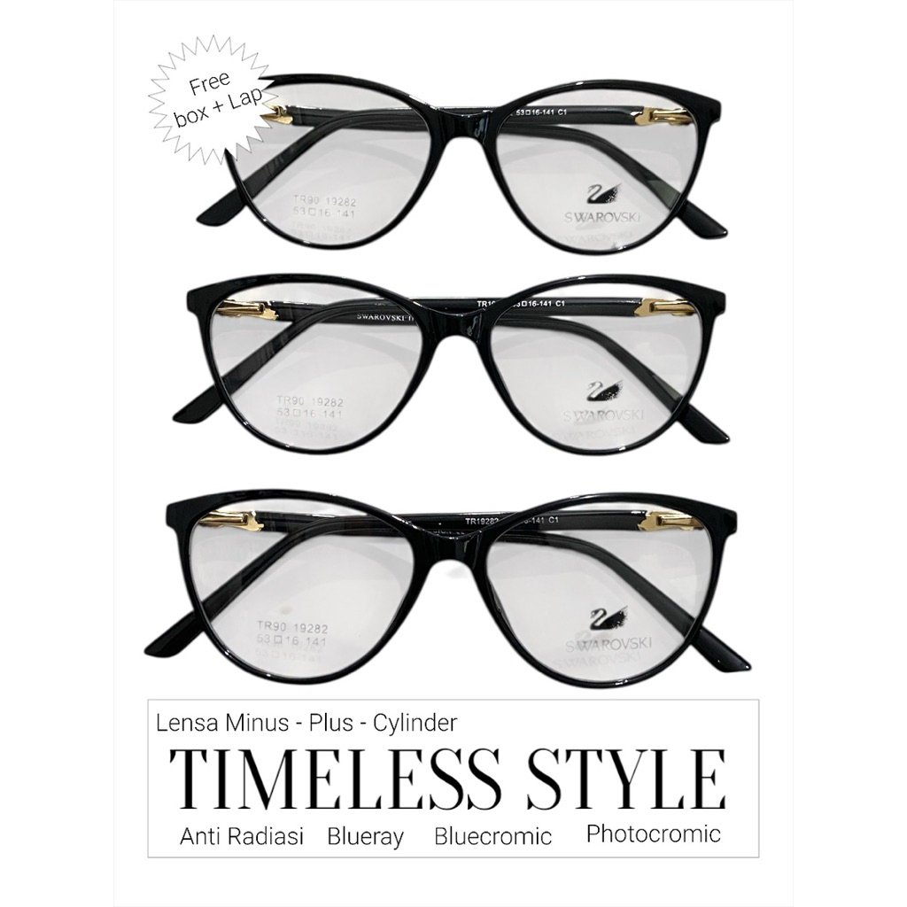 Frame kacamata 19282  / bingkai kacamata oval modern / Lensa Minus Cylinder Plus / Lensa Optik anti 
