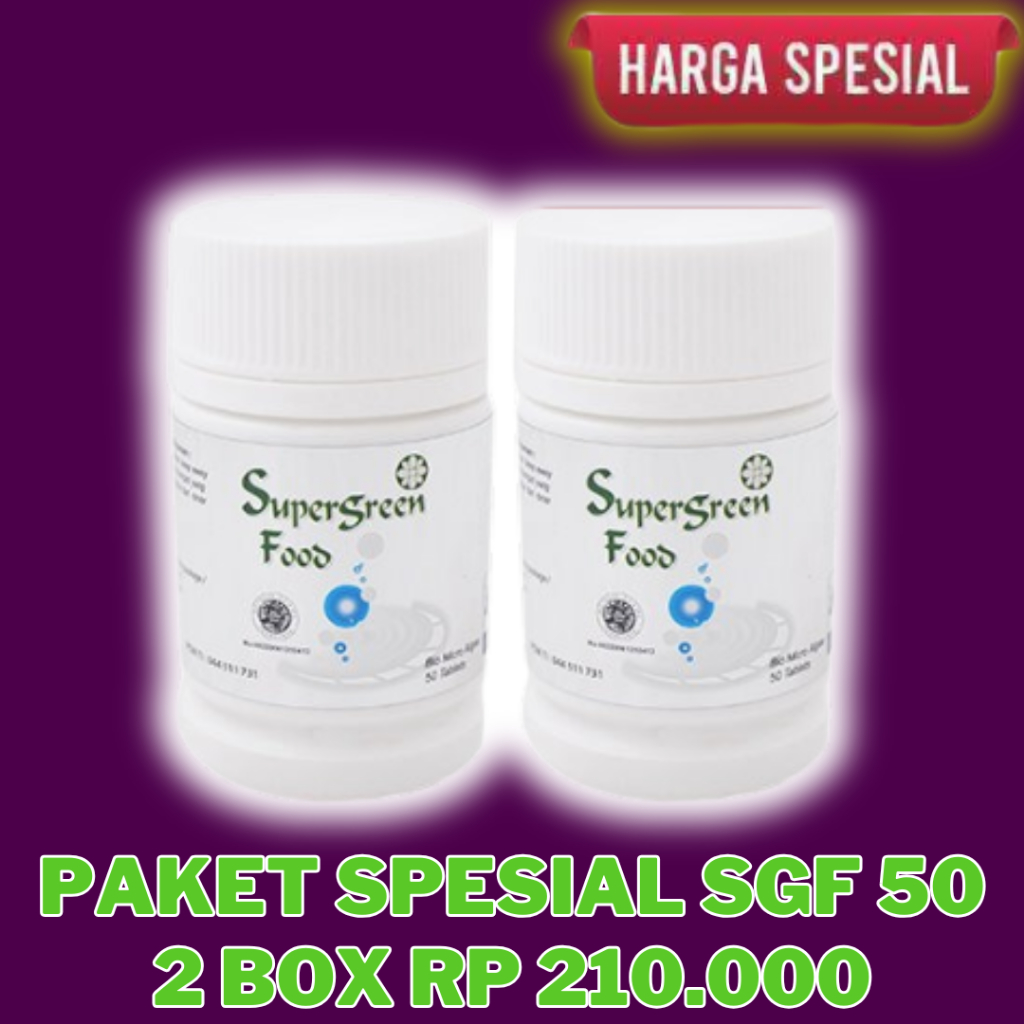 Supergreen Food 50 tabs SGF 150 tabs Makanan Sel Chlorella dan Spirulina Multivitamin KK Indonesia