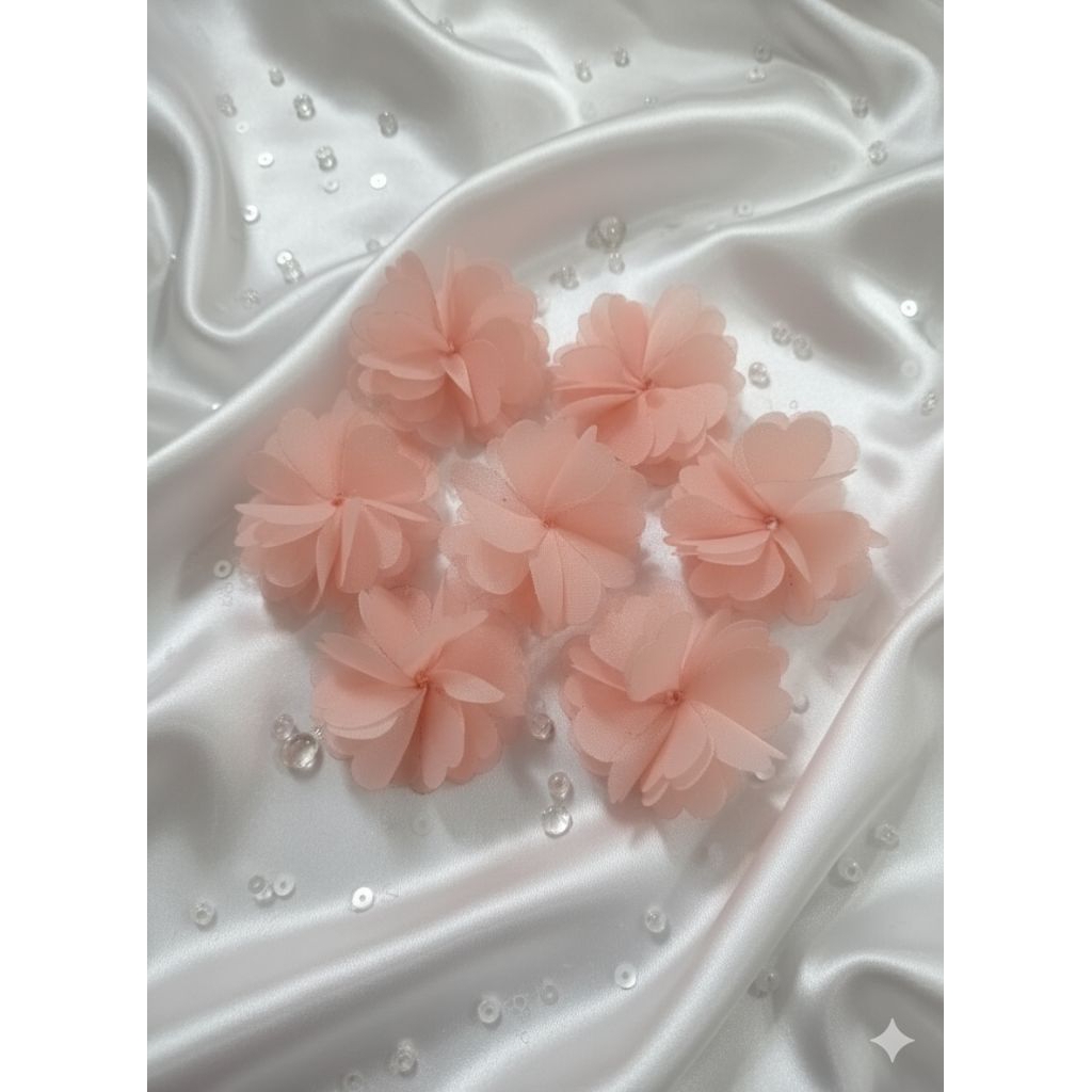 bunga 3d organza tanpa manik