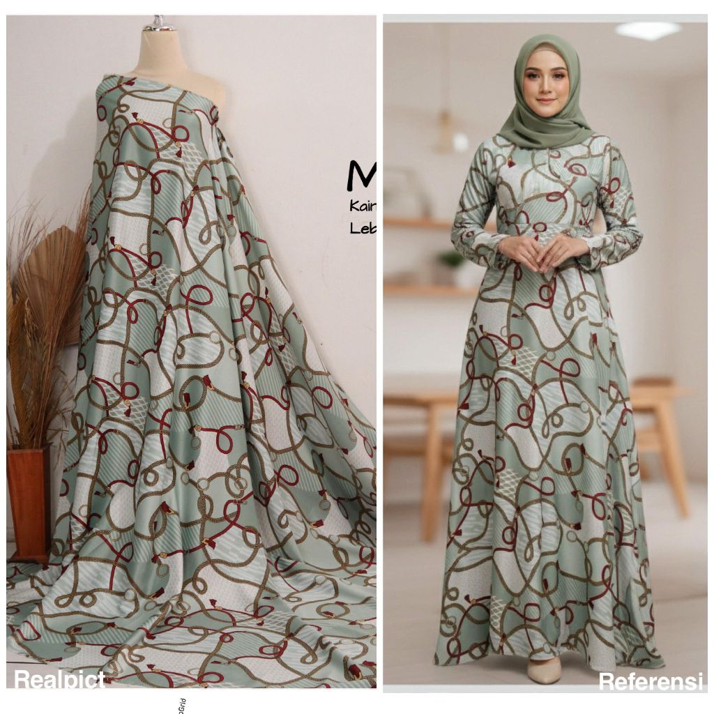 Kain silk meteran motif MONO harga per 0,5 meter/Kain lembut/Kain Meteran Untuk Gamis/kain motif ran