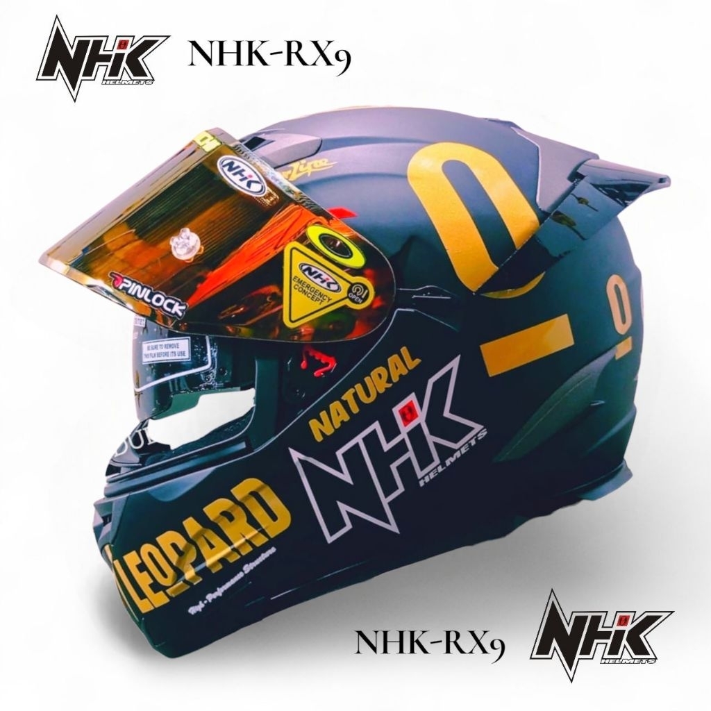 Helm full face NHK rx9 Black dof Leopard Original NHK