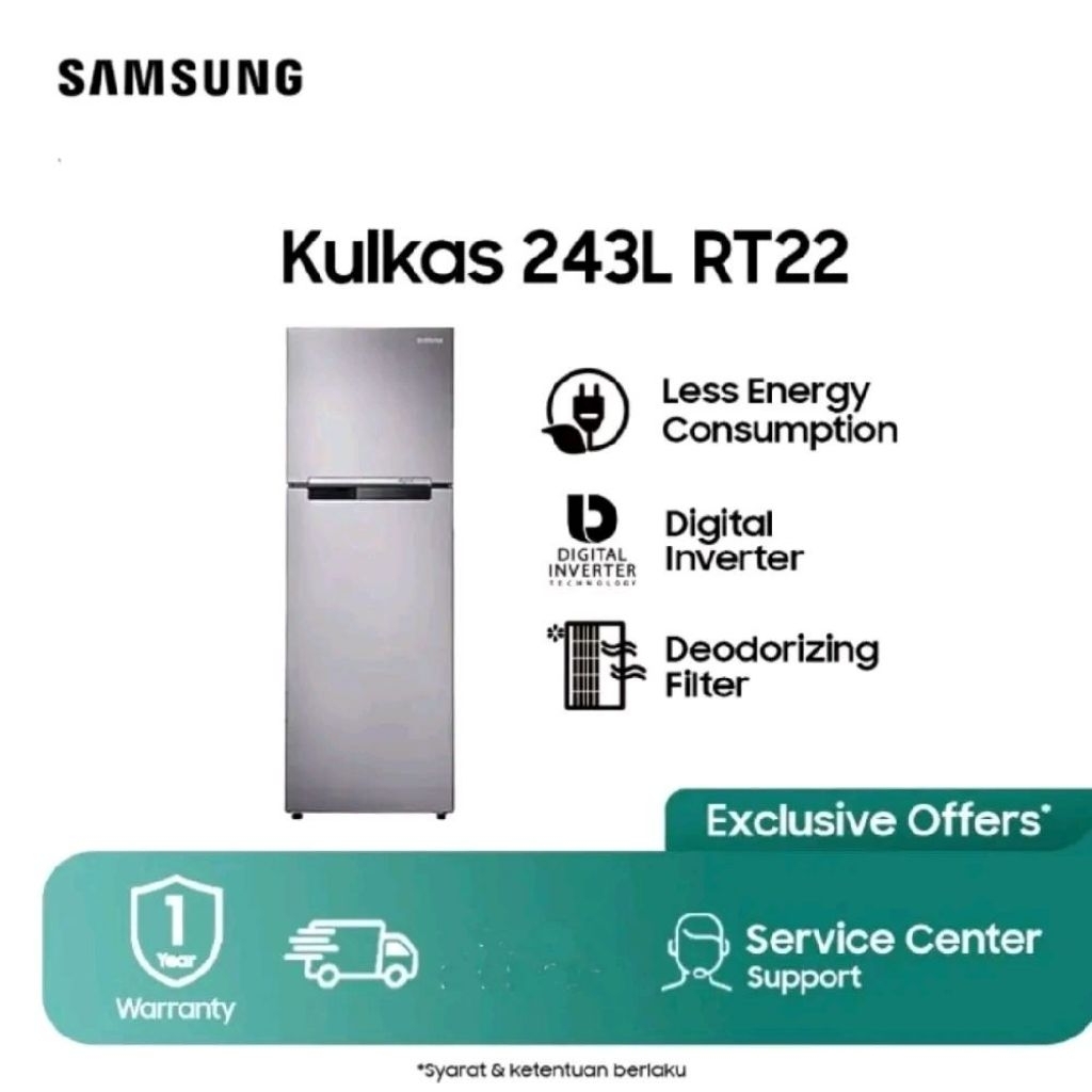 Kulkas Inverter 2 Pintu Samsung RT-22FARBDSA | Lemari es RT22FARBDSA