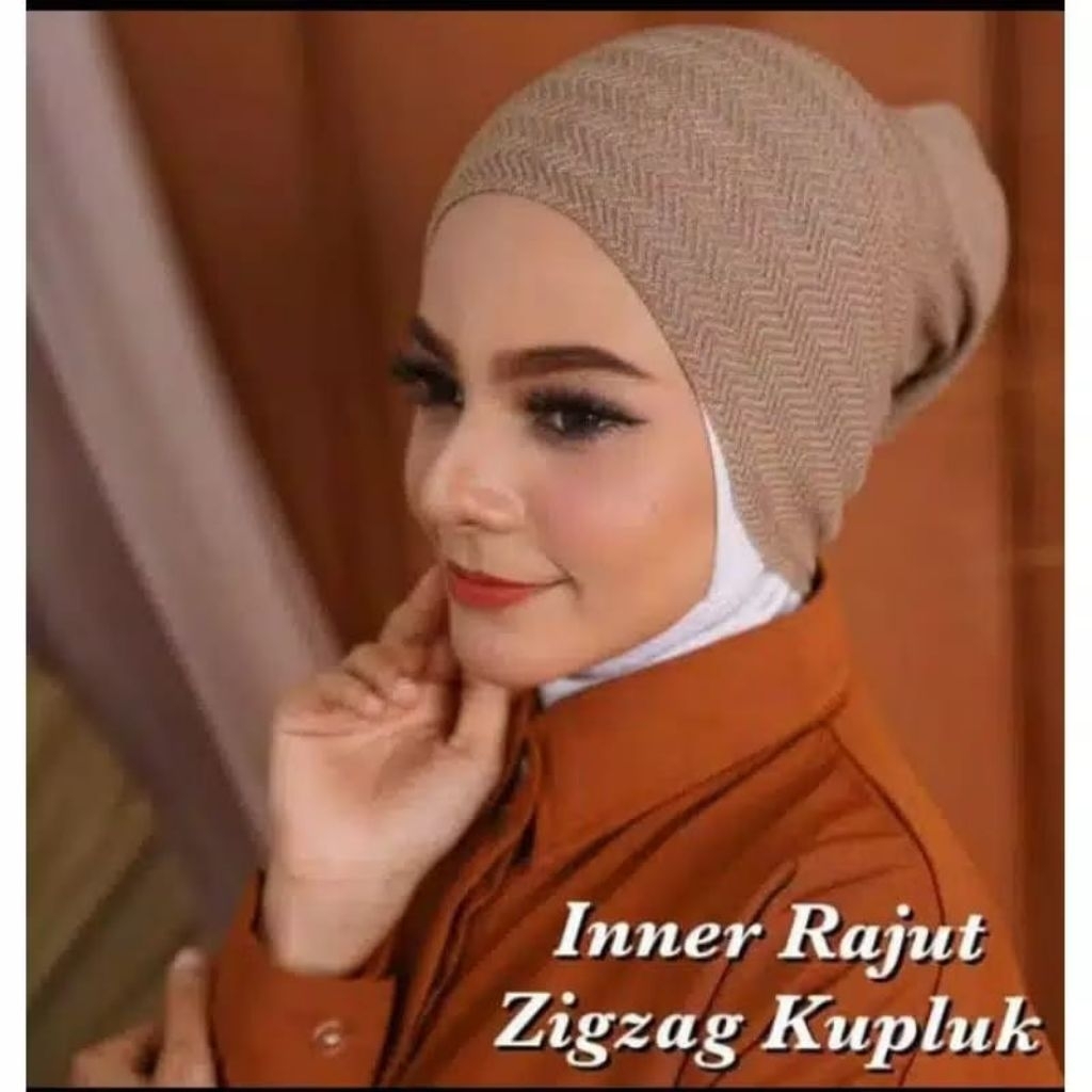 Ciput rajut kupluk zigzag/inner rajut zigzag