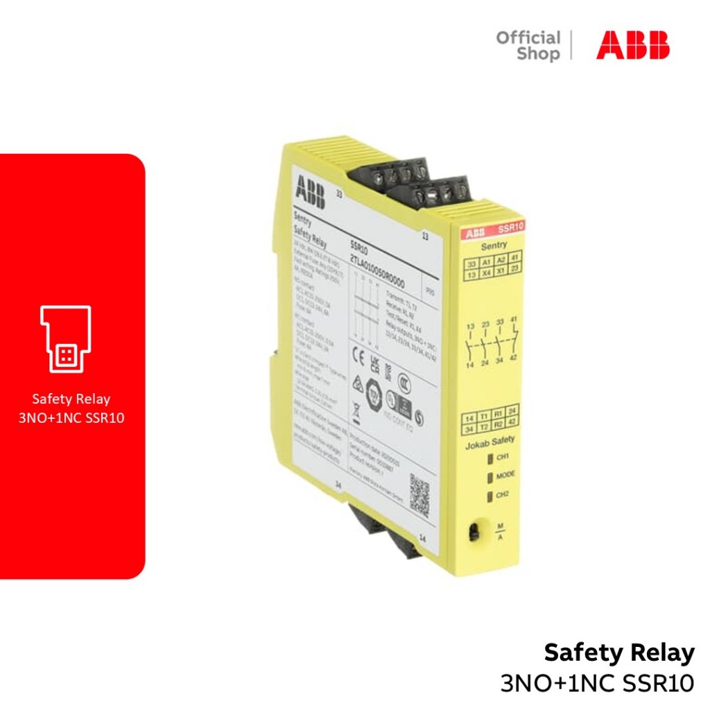 ABB Safety Relay 3NO+1NC SSR10, 2TLA010050R0000