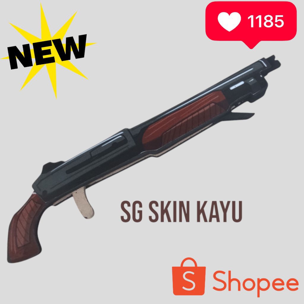 tembakan mainan pistol SG kayu(shotgun kayu)
