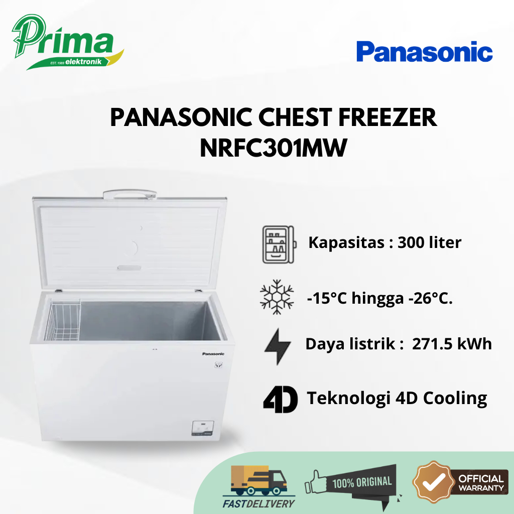 PANASONIC NRFC201MW 200 Liter FREEZER BOX GARANSI