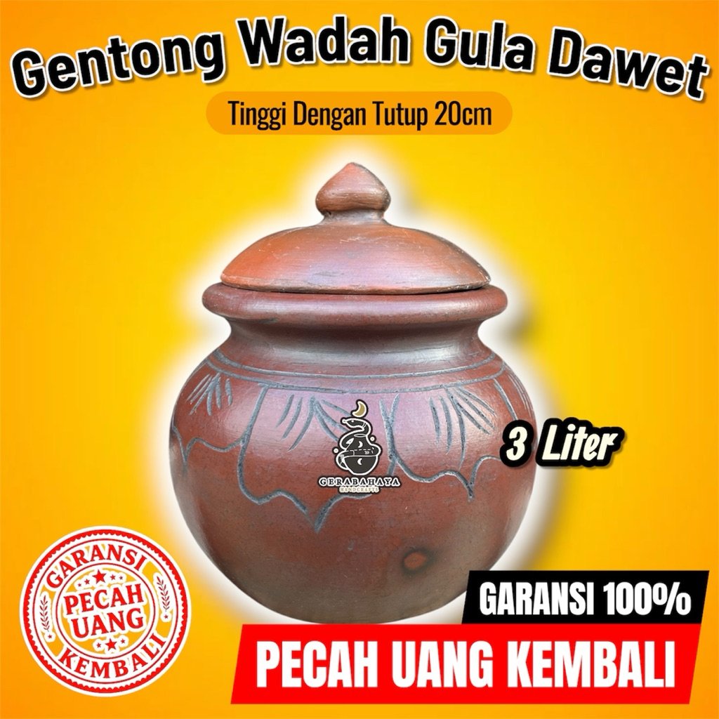 Gerabah Gentong Air Wadah gula Tanah Liat