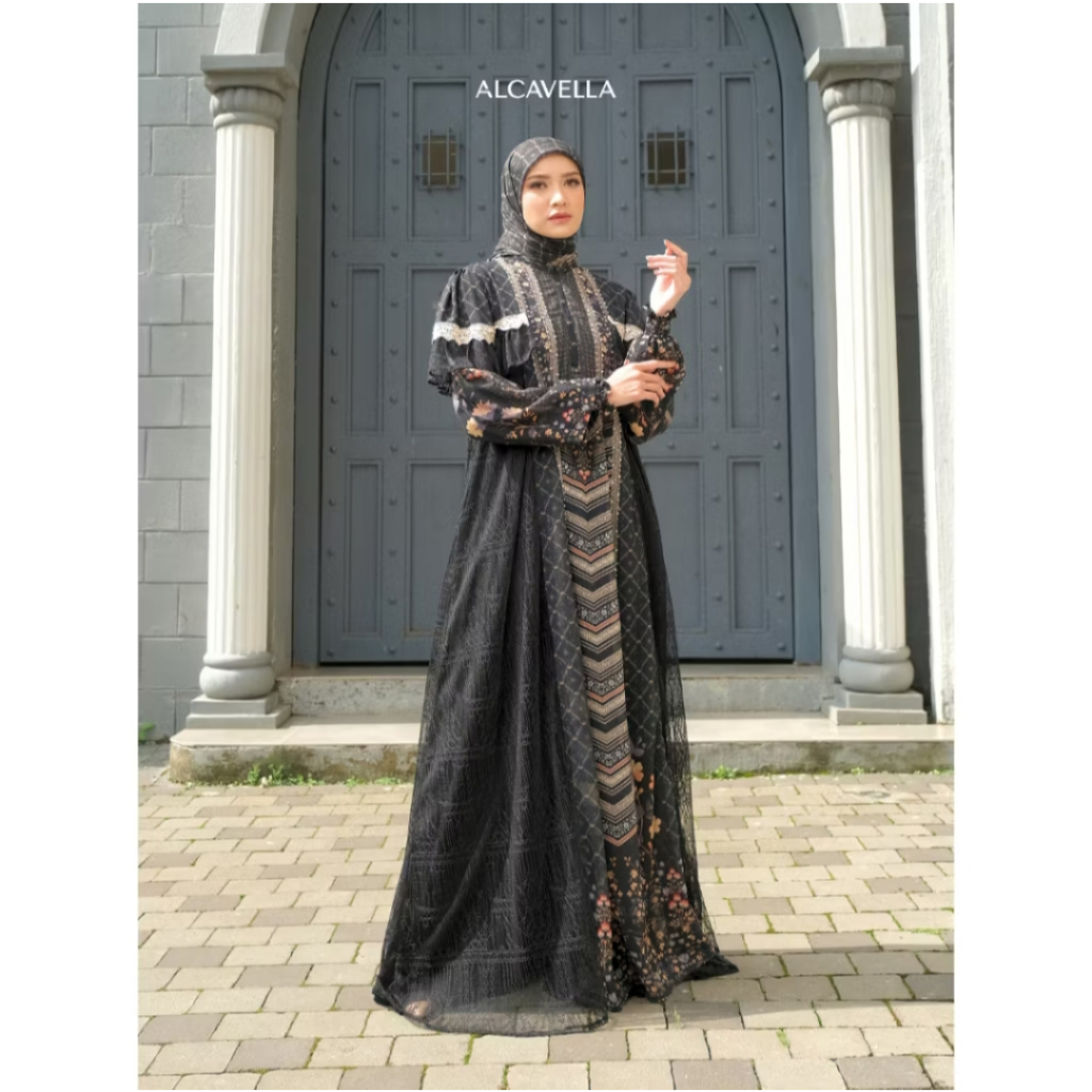 Mezaluna Gamis Dress Lady Z R Mix Pattern Organza