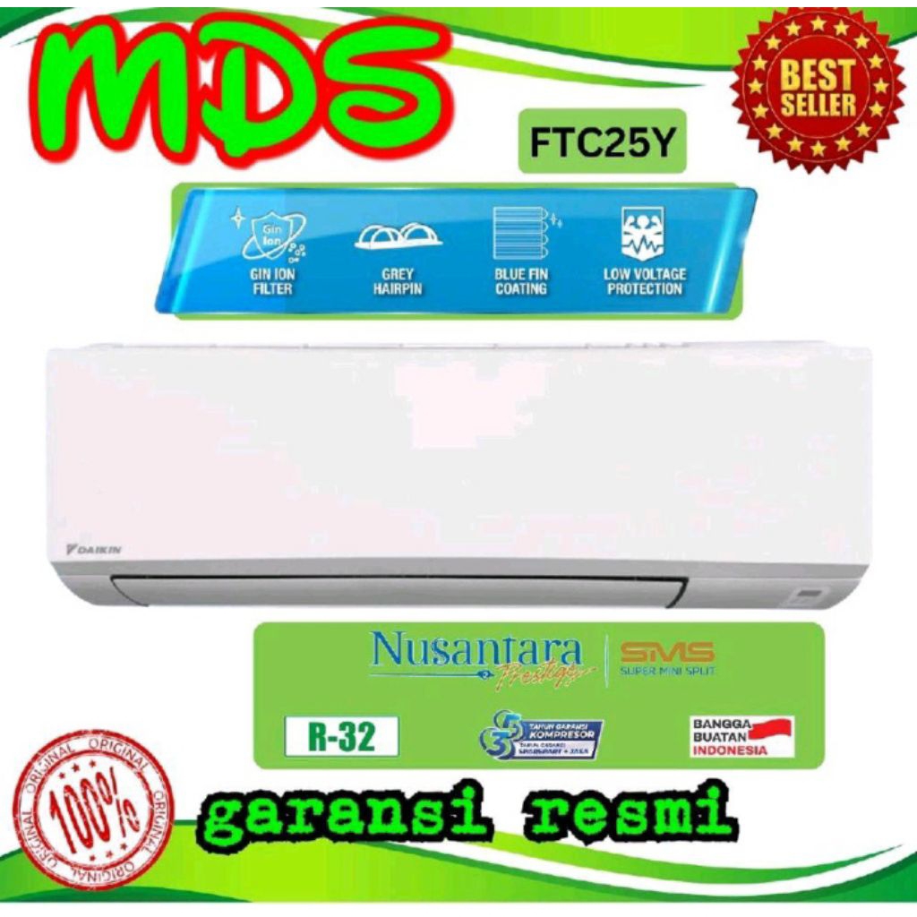 AC DAIKIN 1 pk FTC 25YV STANDAR INDONESIA HARGA UNIT ONLYi