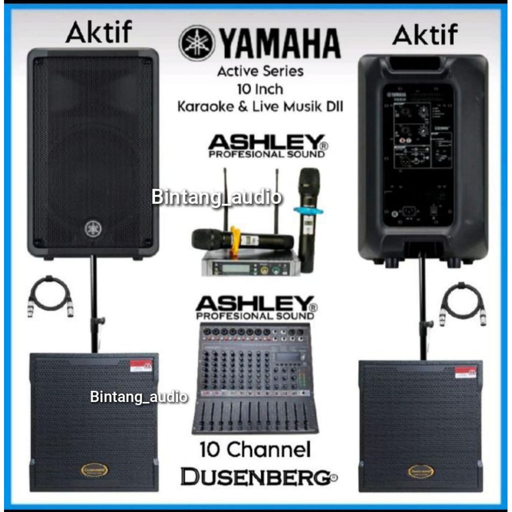 Paket Speaker Aktif YAMAHA DBR10 Karaoke & Live Musik Outdoor, Ruangan Aula Dll Subwoofer 2 DusenBer