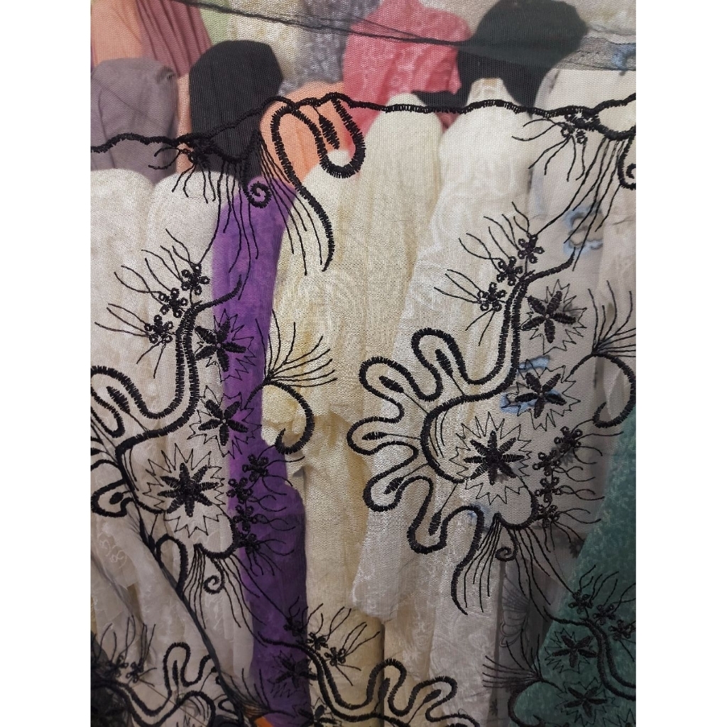 kain tile bordir Premium  - kain bordir Premium  - kain tile bordir butik ( hitam) kt