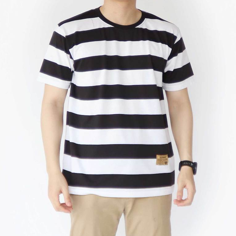 Noveli wear - Kaos Pria Distro Stripe Motif Lengan Pendek | Kaos Salur Belang Garis-garis L - XXL