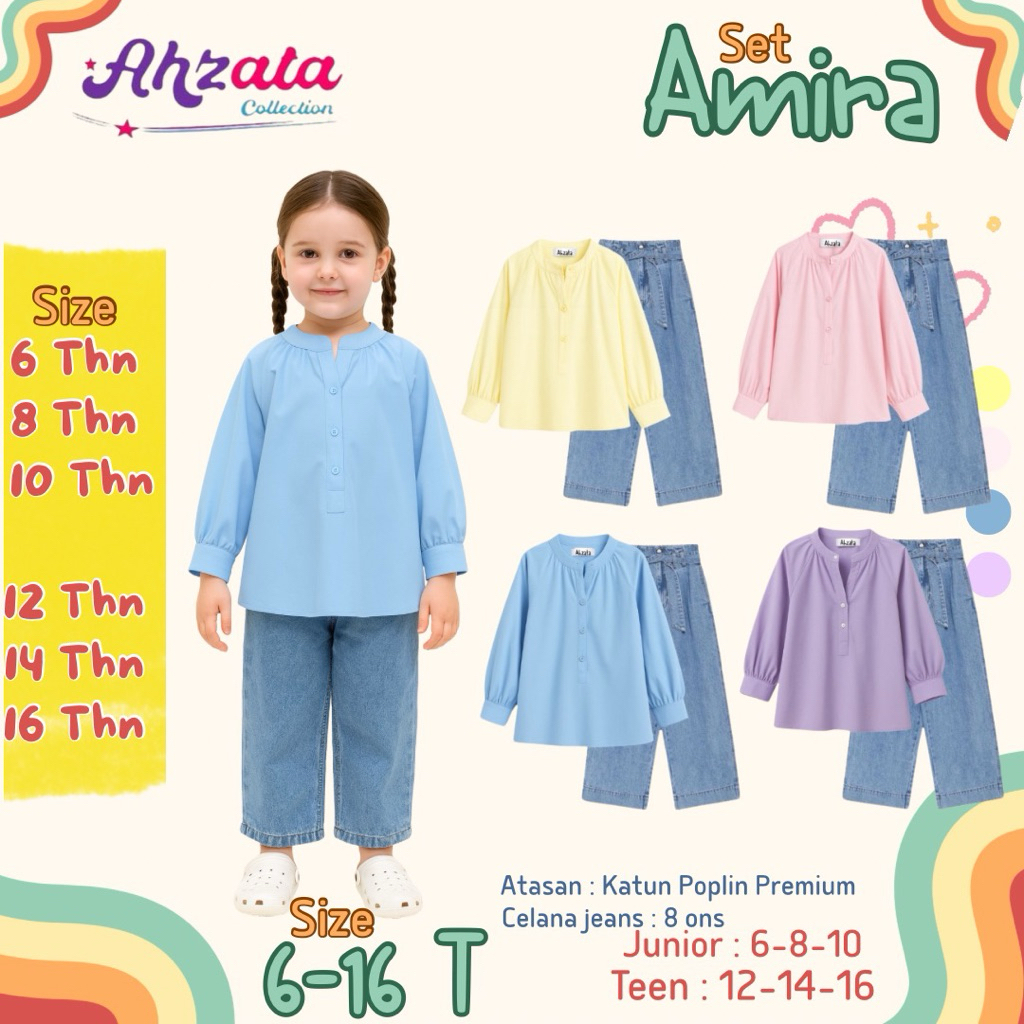 ONE SET AMIRA BY AHZATA ATASAN POPLIN CELANA KULOT JEANS