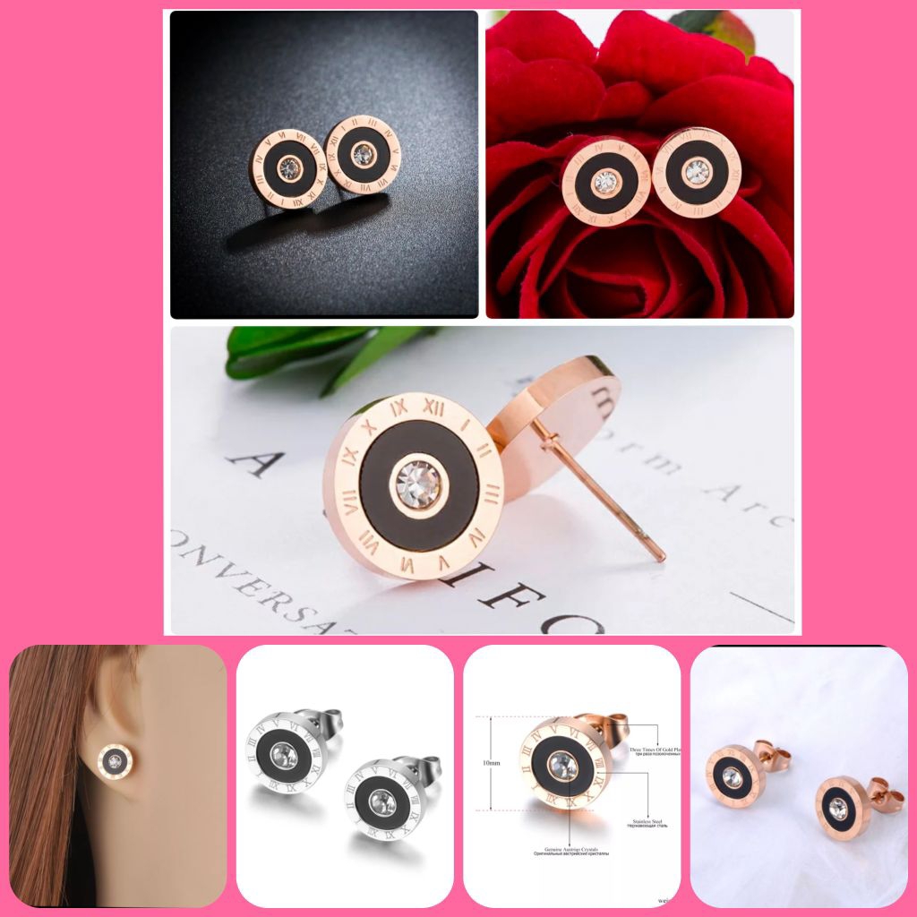 JeeMango Anting Angka Romawi CZ Crystal