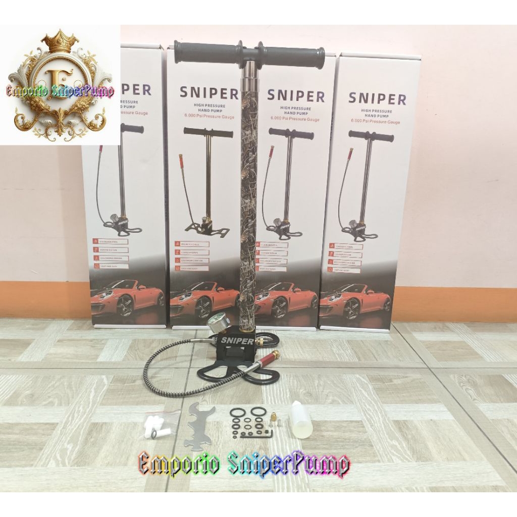 Pompa PCP 4 Stage Kaki Lipat Camo Non QD, Pompa PCP 4 Stage 6000psi Import Camo, Pompa PCP 4 Stage B