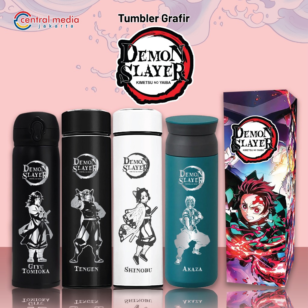 Tumbler Grafir Demon Slayer Custom Nama + Box Custom Merchandise Botol Minum Anime Hadiah Birthday