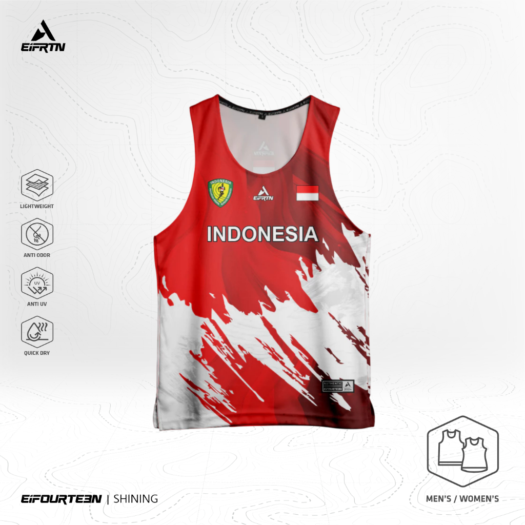 Eifrtn Baju Kaos Singlet Lekbong Lari Running Timnas Indonesia Pasi Atletik Athlete Atlit Pria Wanit