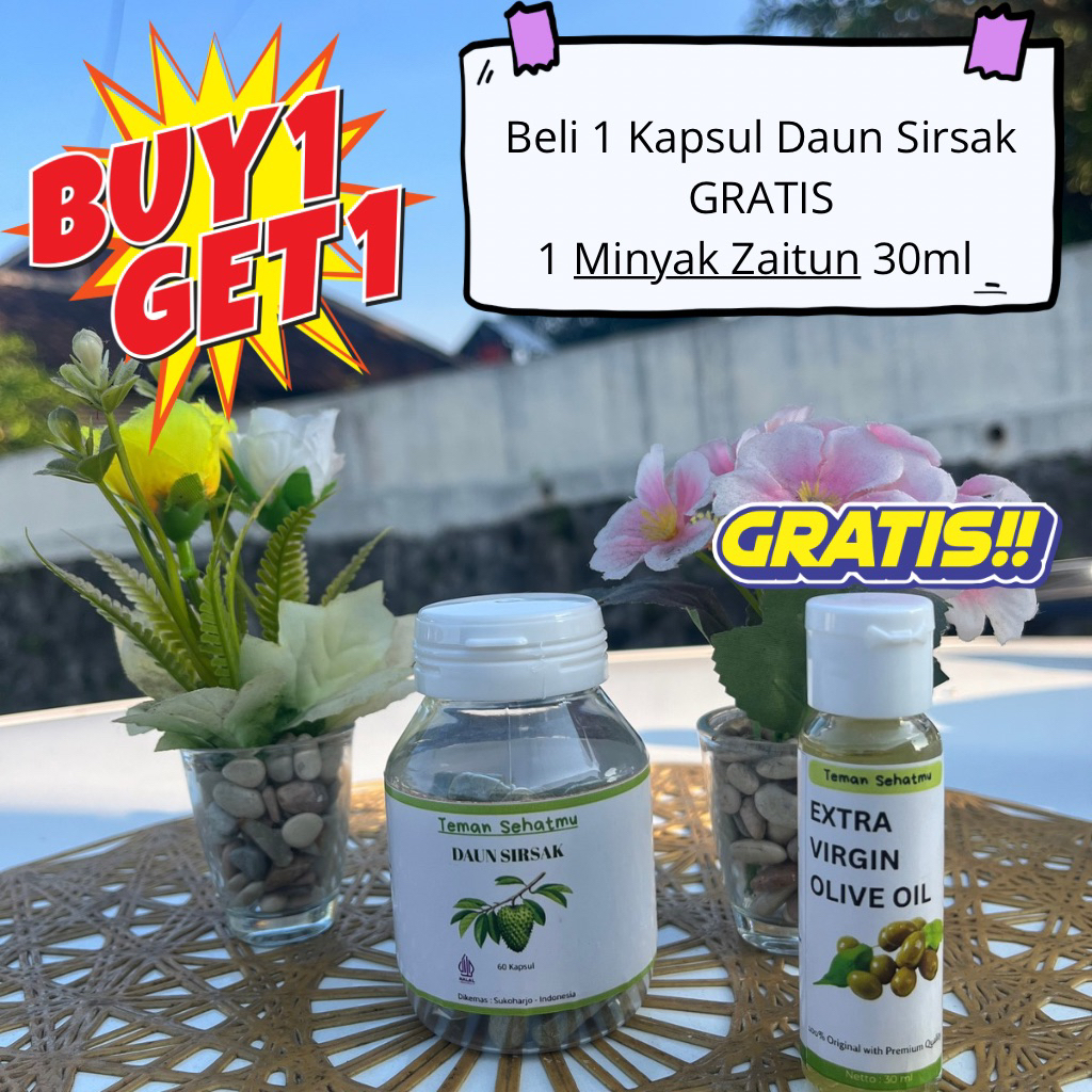 Kapsul Serbuk Daun Sirsak Original 100% Murni GRATIS Minyak Zaitun