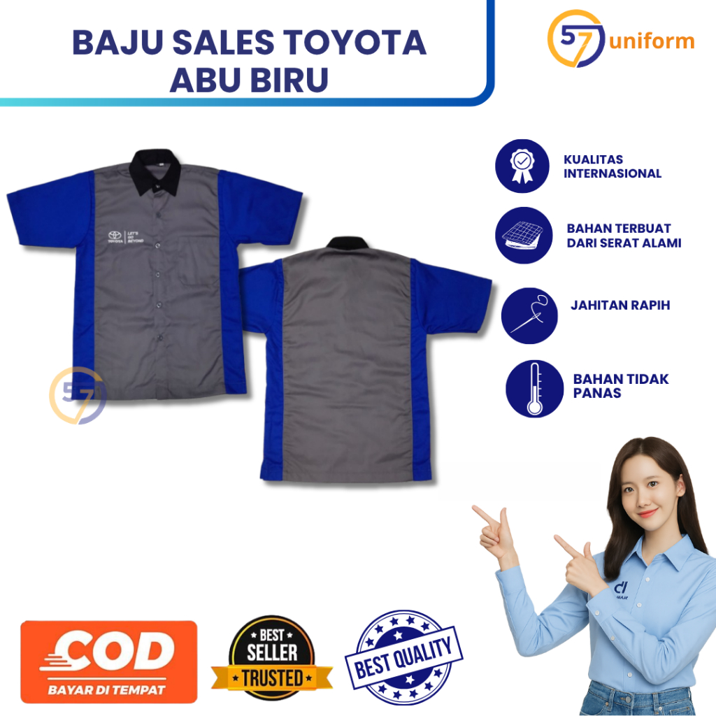 Baju Sales Toyota Abu Biru | Seragam Toyota Abu Biru | Sales Toyota Abu Biru | Kemeja Sales Toyota