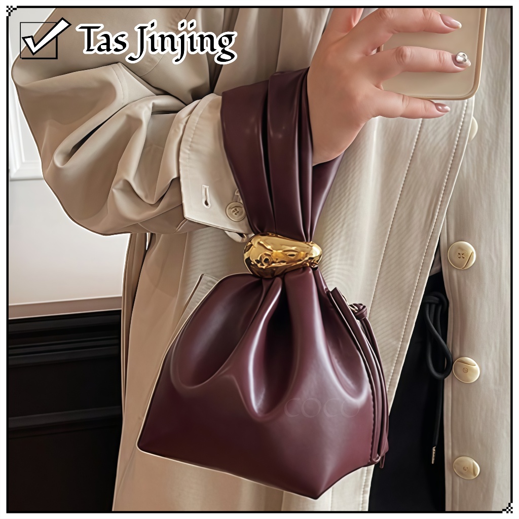 [COD] Tas Tangan Mode Retro Dingin Tas Kecil Tas Ember Cantik Wanita Lipit Retro Tas Jinjing Tas Kom