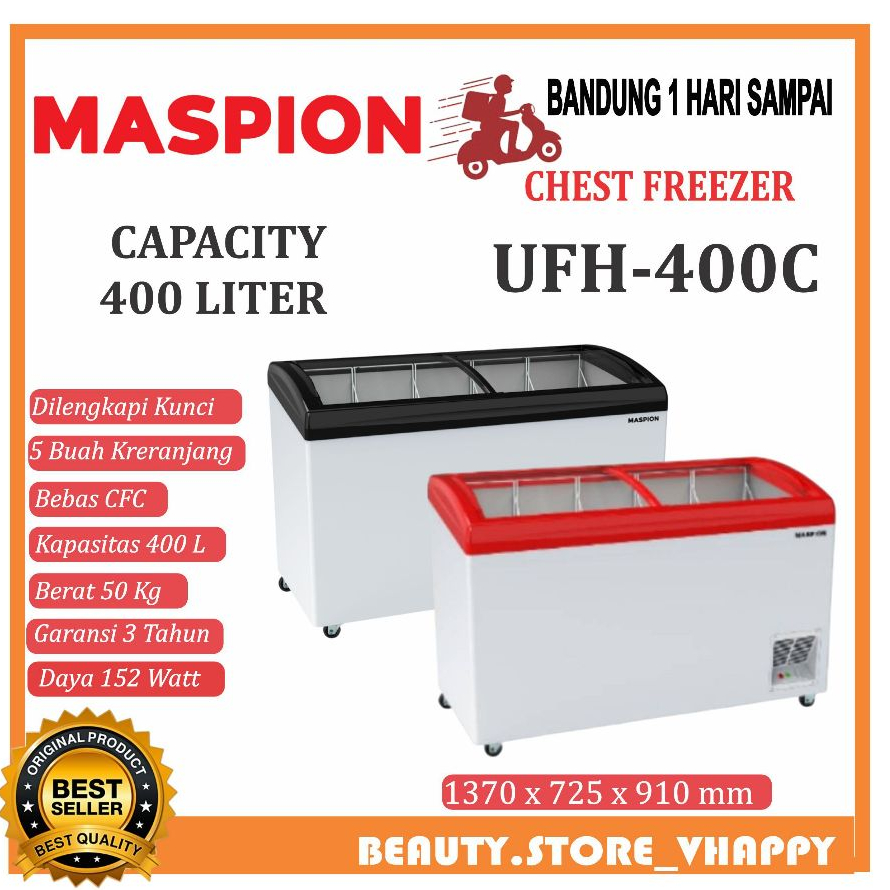 Maspion Chest freezer 400 LITER UFH 400, UFH-200C,  UFH-300C,  UFH-100C Garansi Resmi