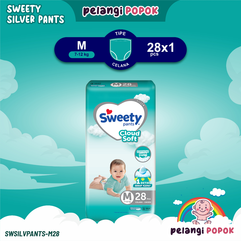 Sweety Silver Pants M 28 / Popok Sweety Silver Pants M28 / Silver Pants M28 / Popok Celana