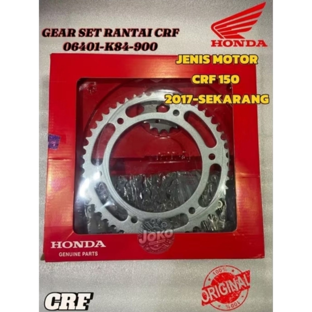 GEAR SET+RANTAI  CRF 150L, CRF NEW, CRF OLD, GEAR SRT ORIGINAL HONDA CRF 150L