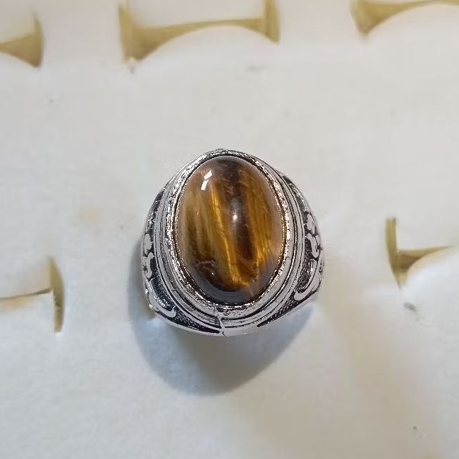Cincin Batu Tiger Eye Cristal Top Qualty Natural Ring perak bali