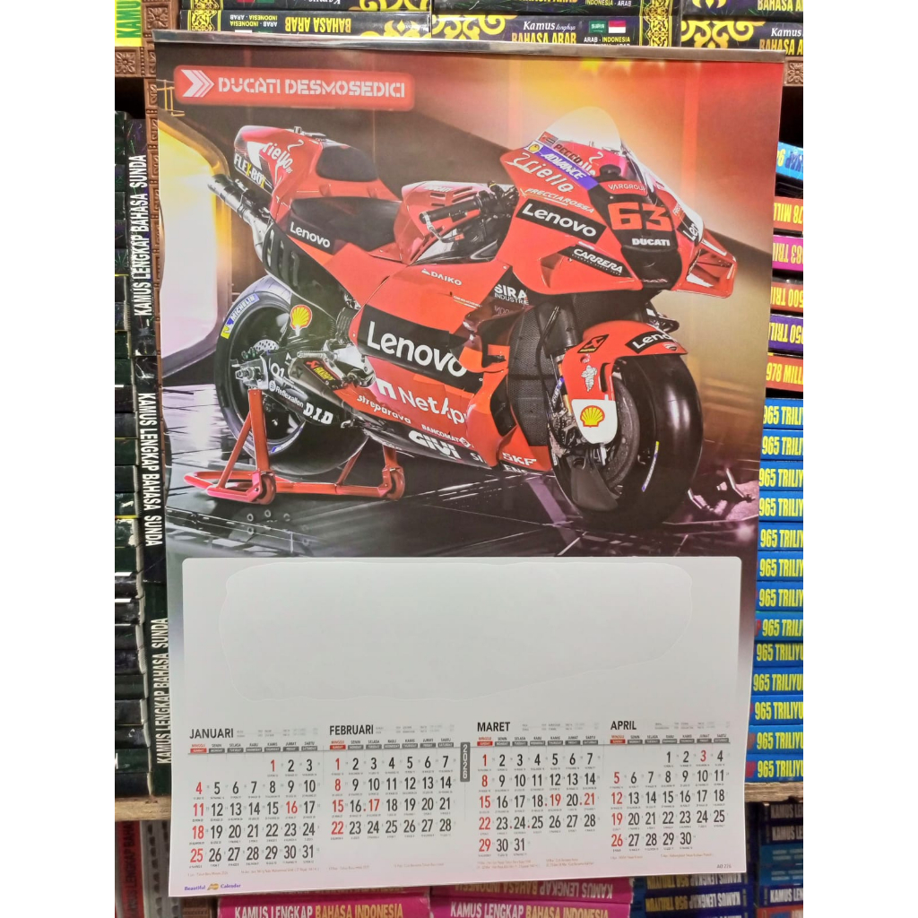 KALENDER DINDING WALL KALENDER CATURWULAN TAHUN 2026 MOTIF MOTOR